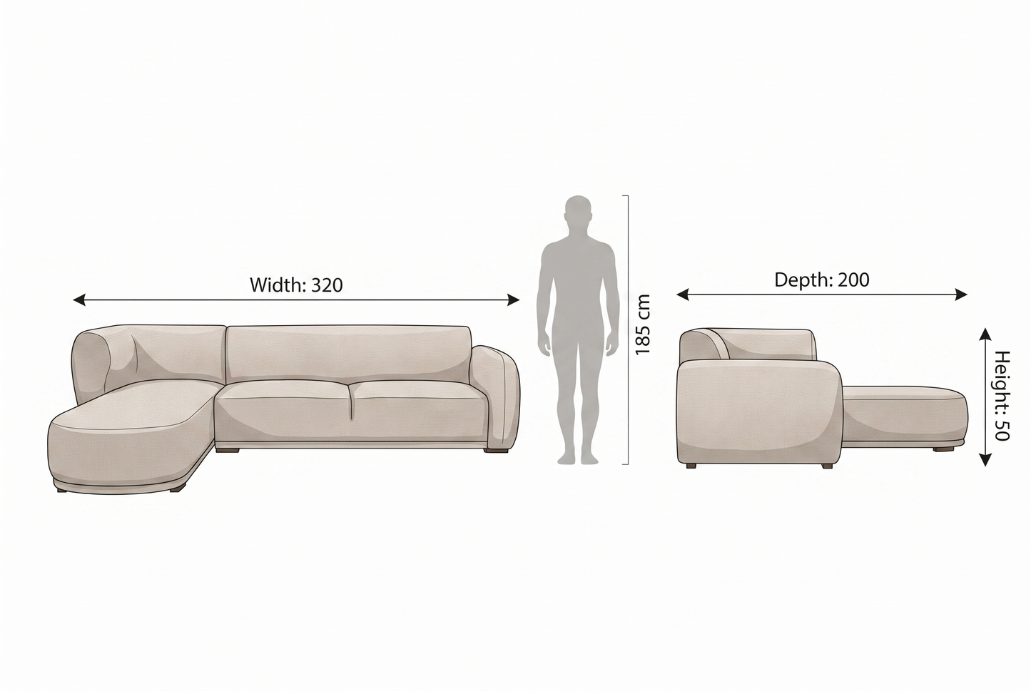 Light Grey Chaise Corner Sofa
