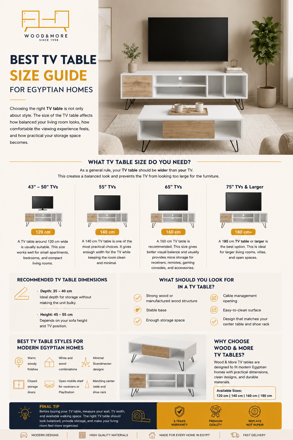 Table & Center table size guide