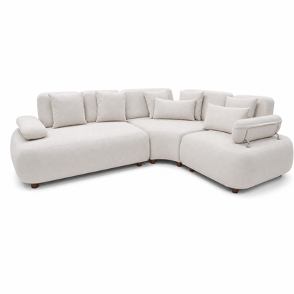 Cream Rounded L-Shape Corner Sofa