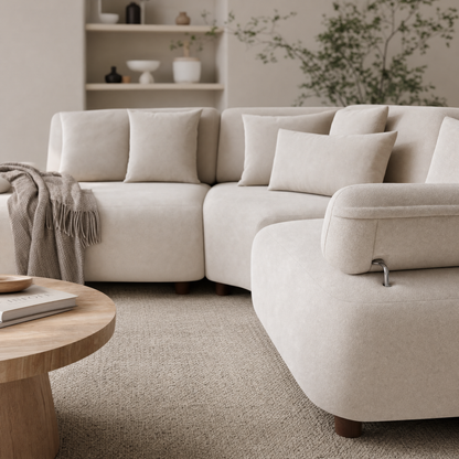Cream Rounded L-Shape Corner Sofa