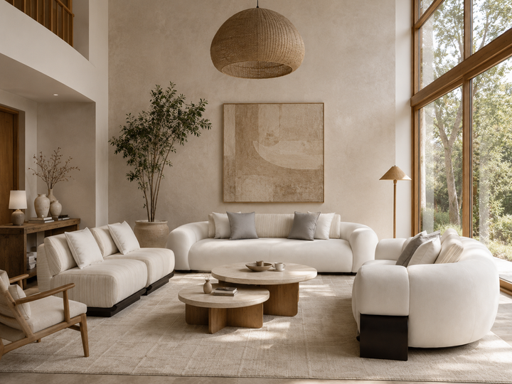 Creamy Curved living room set - Woodandmore