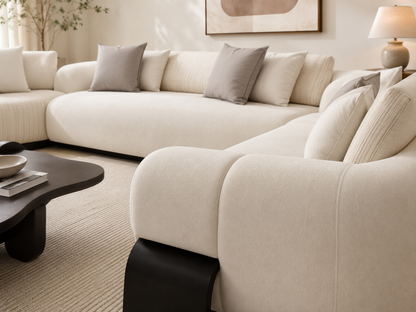Creamy Curved living room set - Woodandmore