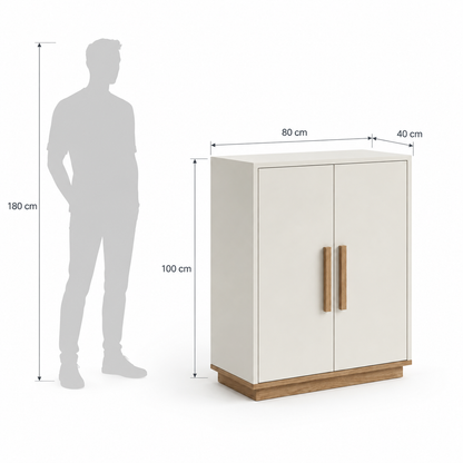 J's Shoe Rack white — dimension diagram with a human silhouette.