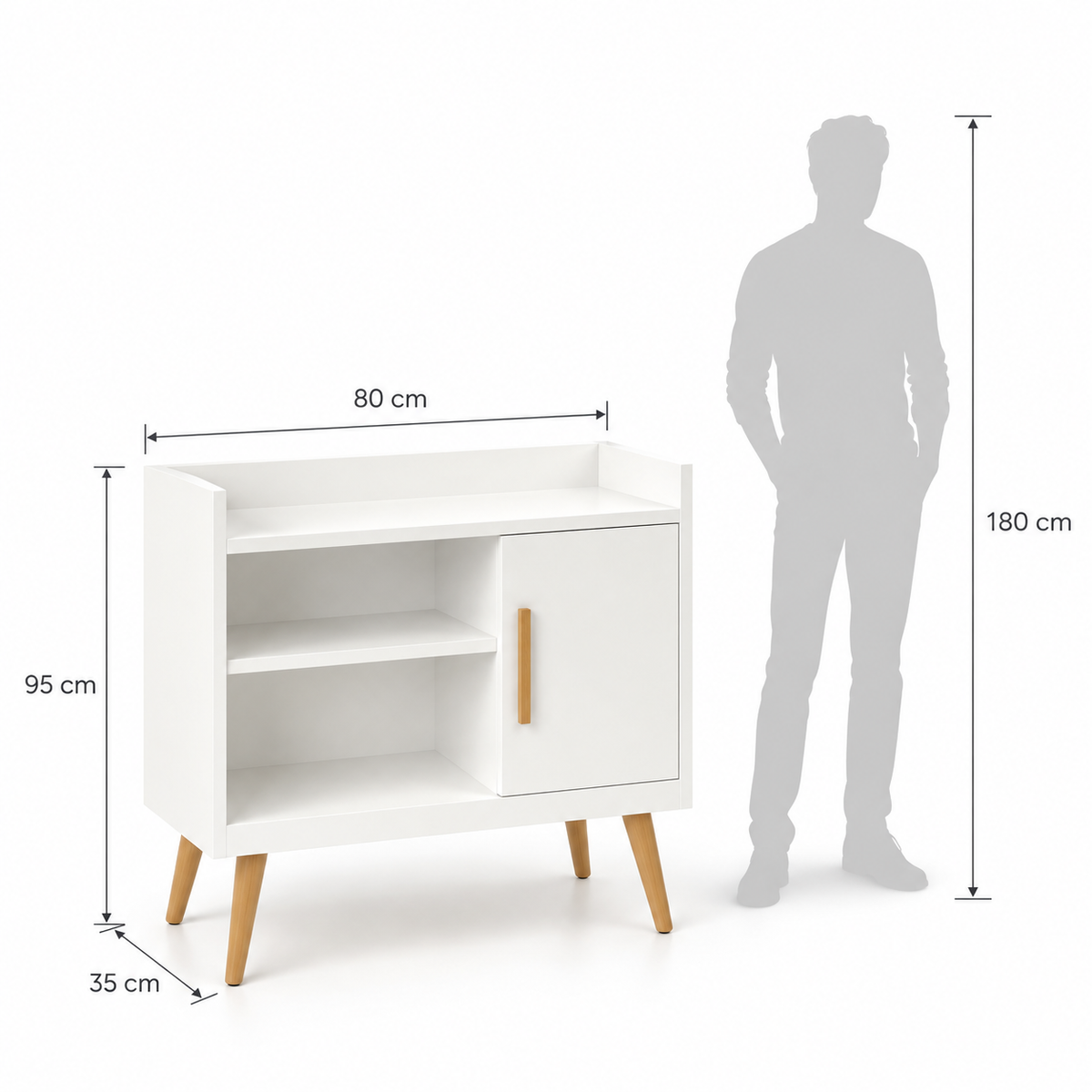 Naiy Coffee Corner dimensions: 80 cm wide, 35 cm deep and 95 cm high.