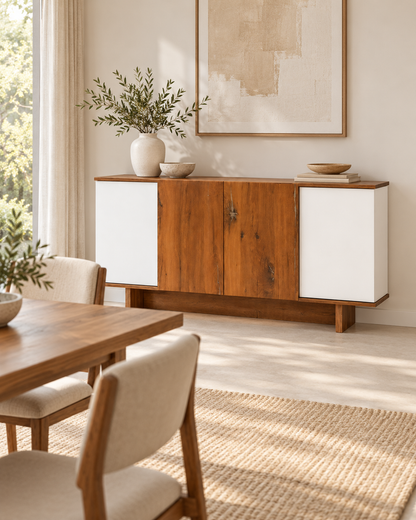 Navo Buffet — styled with a mirror and decorative accessories.