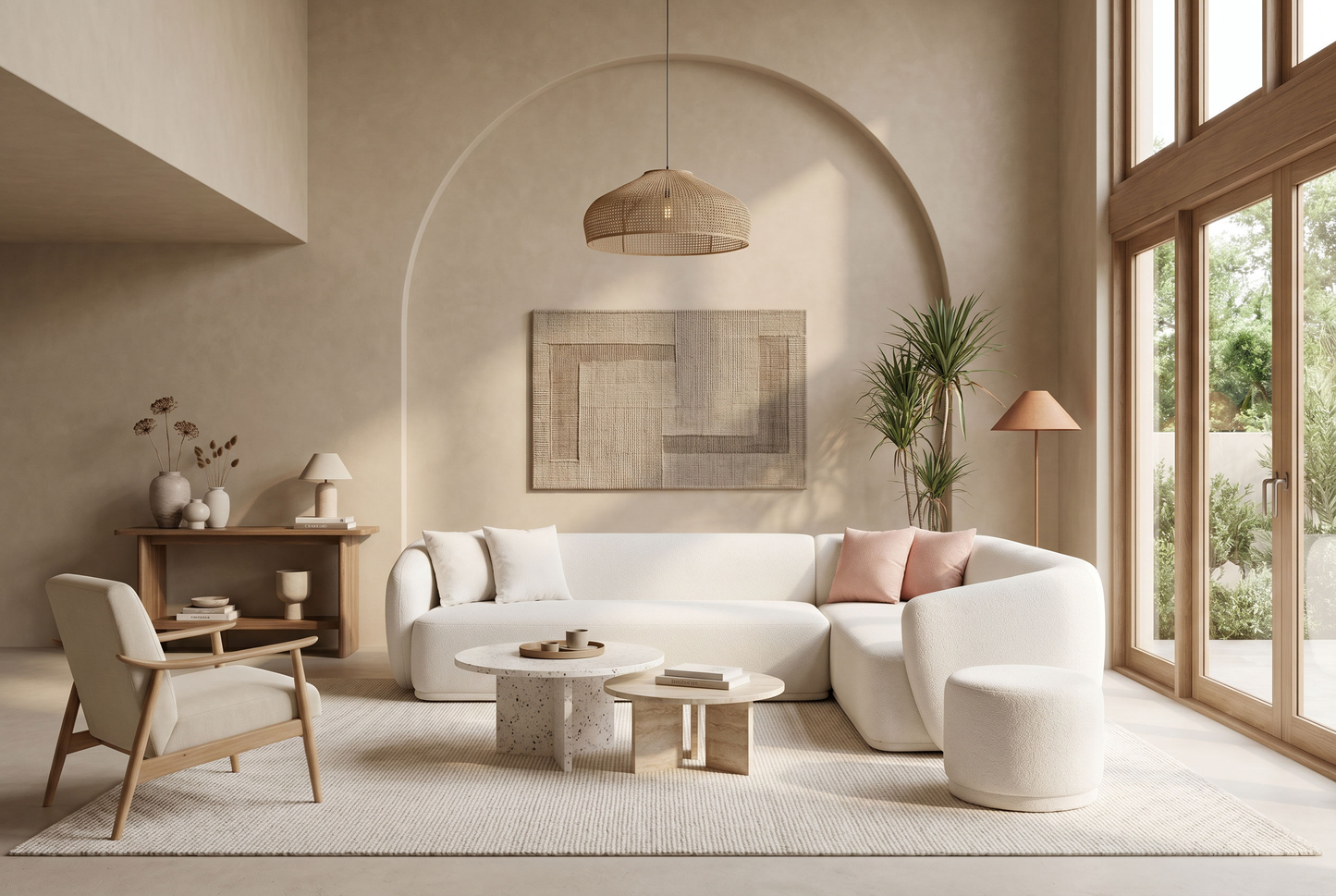 White Curved Corner Sofa