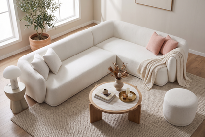 White Curved Corner Sofa