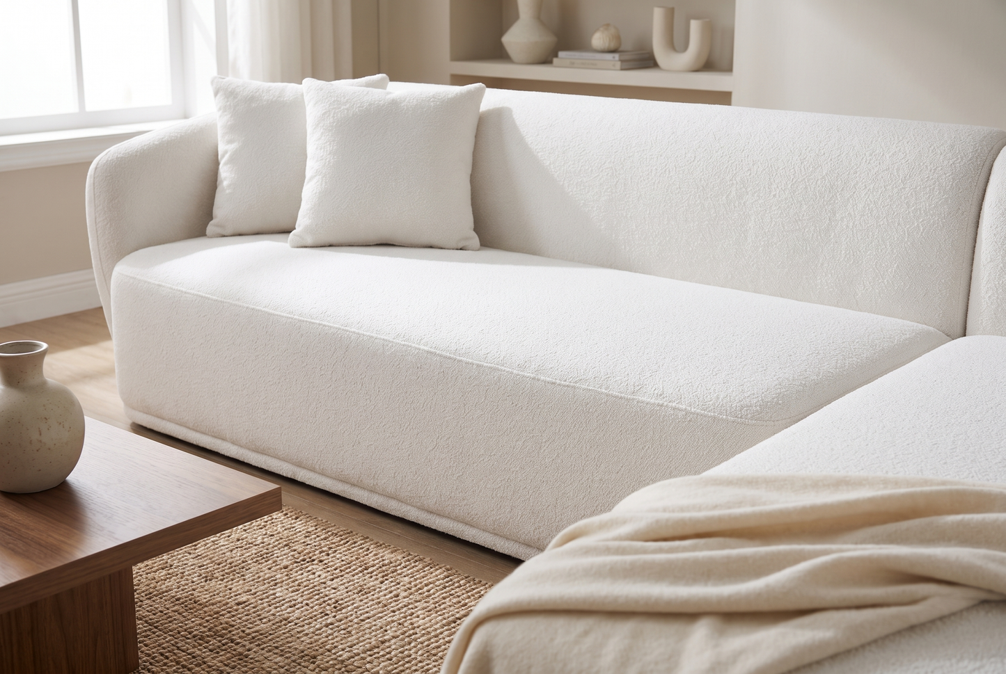 White Curved Corner Sofa