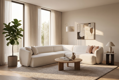 White Curved Corner Sofa