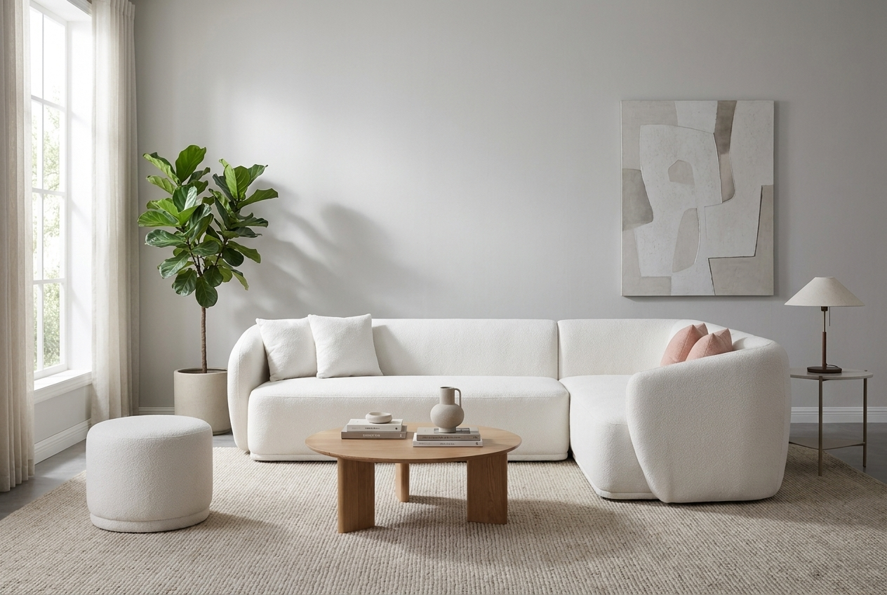White Curved Corner Sofa