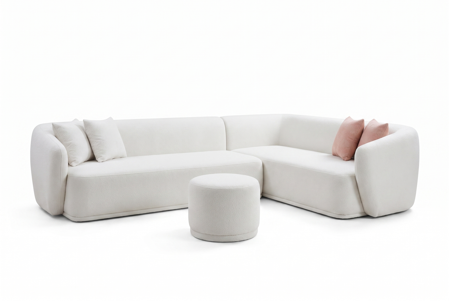 White Curved Corner Sofa