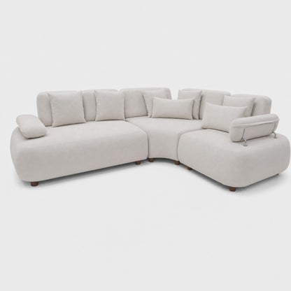 Cream Rounded L-Shape Corner Sofa
