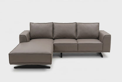 Brown Leather L-Shape Sofa