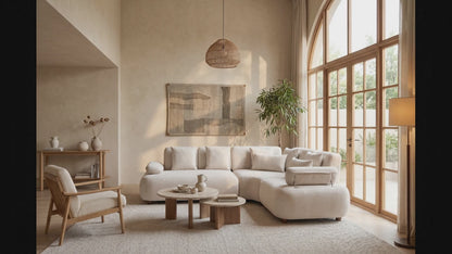 Cream Rounded L-Shape Corner Sofa